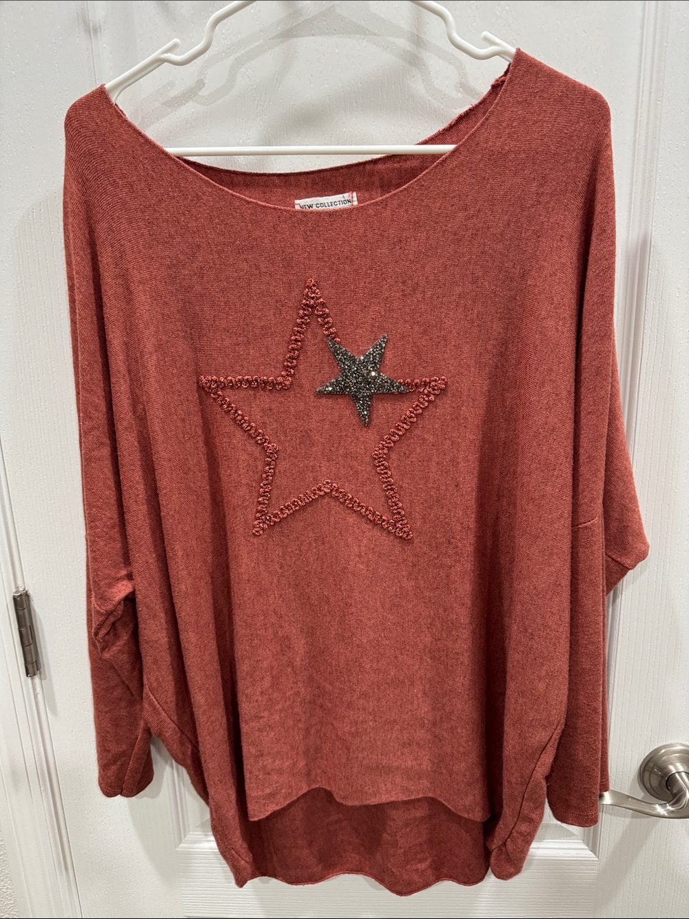 Women's Rust Long Sleeve Star Embellished Tee